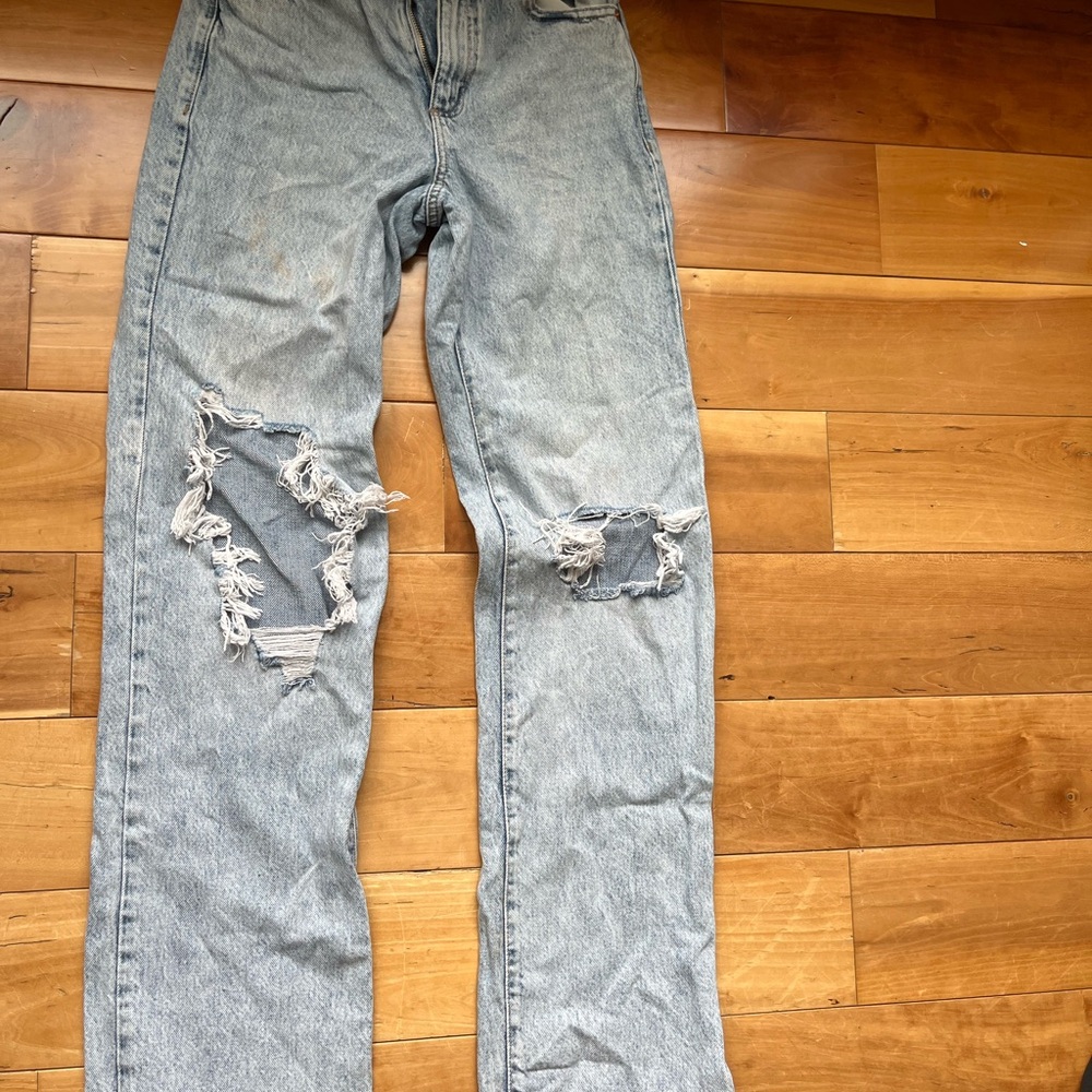 Garage Blue Boyfriend Jeans with Distressed Details